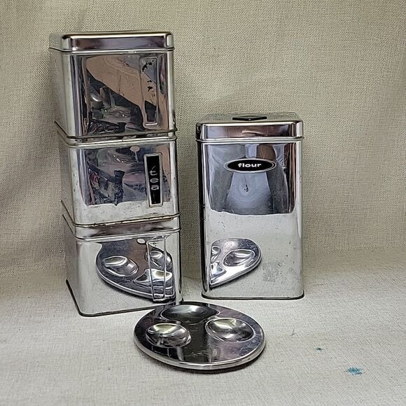 3 Lincoln Beauty Ware canisters 1 Canette canister and spoonrest - Picture 1 of 14